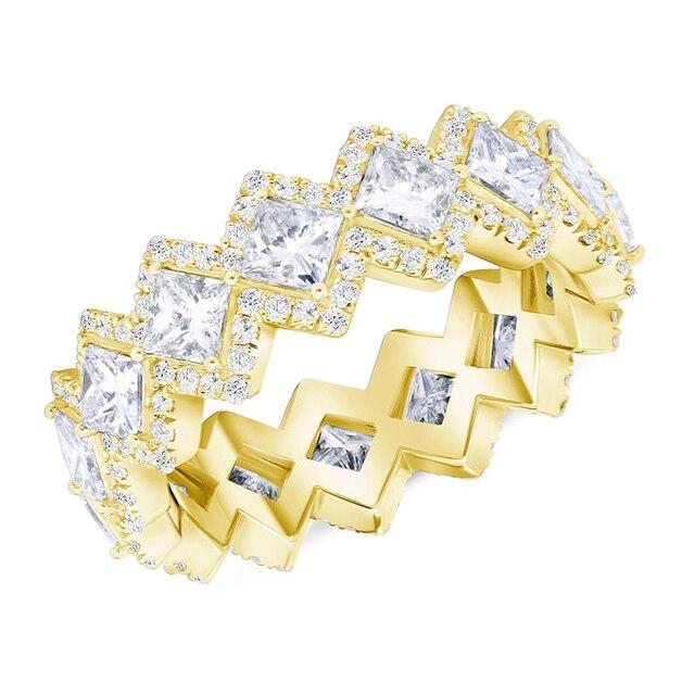 

Роскошные кольца принцессы с квадратным цирконием, женские кольца серебряного/золотого цвета, обручальные кольца, кольцо на палец, модные универсальные ювелирные изделия 10