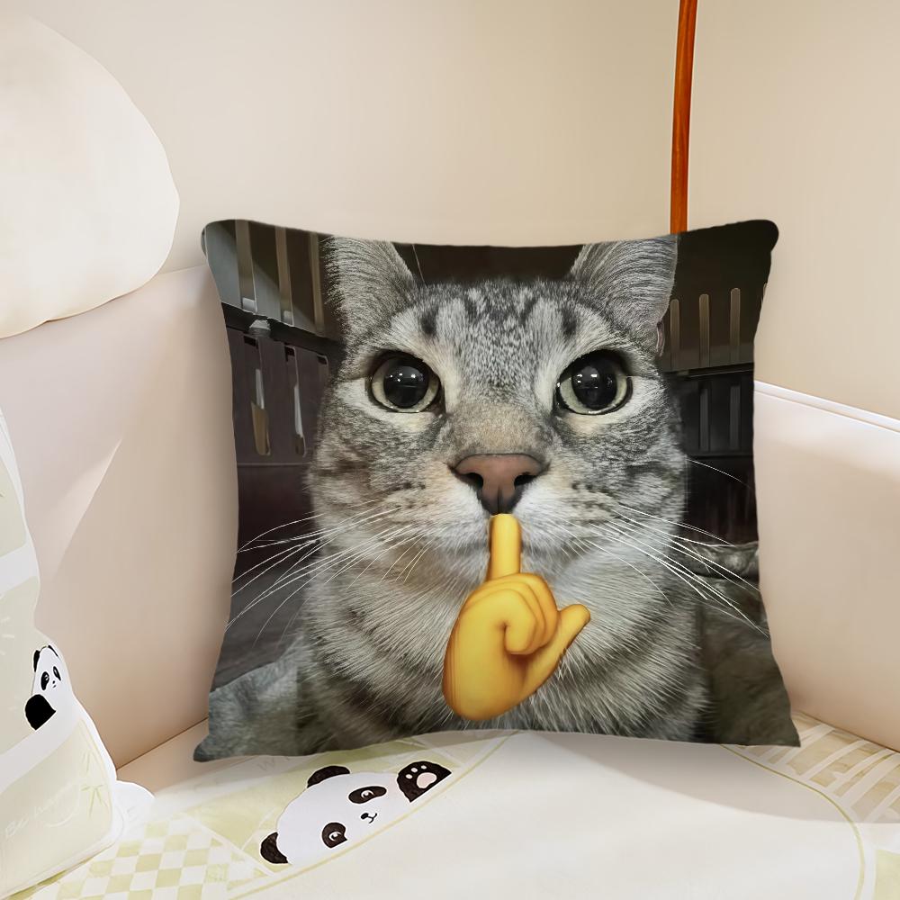 cat funny cushion cover Pillow Case Plush Fabric Soft Double Sided Print Sofa Cushion Cover Throw Pillow Covers