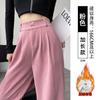 Corduroy suit pants women's autumn and winter new velvet coffee color casual and thin large size loose wide-leg pants