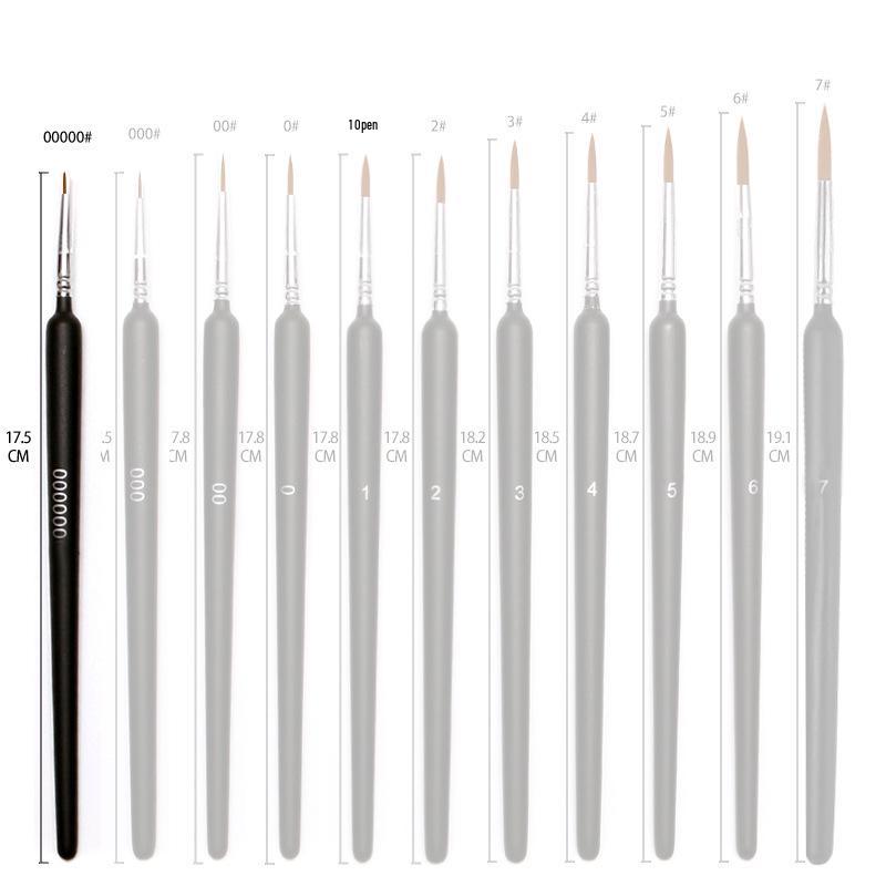 Set Pennelli Liner Triangolari Pelo di Lupo - Set da 11 Pezzi Pennelli Ultra-fini in Nylon per Acquerello e Contornatura