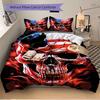 3pcs Skull with Flames Quilt Cover Set - Soft & Comfortable Polyester Fabric, All-Season Breathable Comforter Set For 1 Quilt Cover & 2 Pillowcas