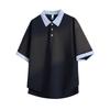 Fake Two-piece Lapel Short-sleeved POLO Shirt Loose Plaid Collar Color-blocked Casual Half-sleeved T-shirt Top