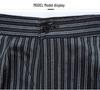 Men's Loose Straight-Leg Cotton Work Pants - Striped Kitchen Waiter Trousers