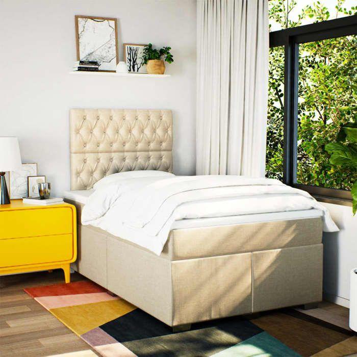Maison Exclusive - Sommier à lattes de lit avec matelas Crème 120x200 cm Tissu