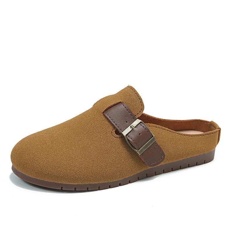 Ретро плоская подошва мягкая подошва сумка голова полушлепанцы женские носить мягкая подошва один педаль полуподдержка одинарная обувь женская 34 верблюд 2980₽