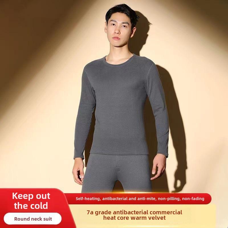 Men's Graphene Self-Heating Velvet Suit with High Waist Trousers for Autumn/Winter