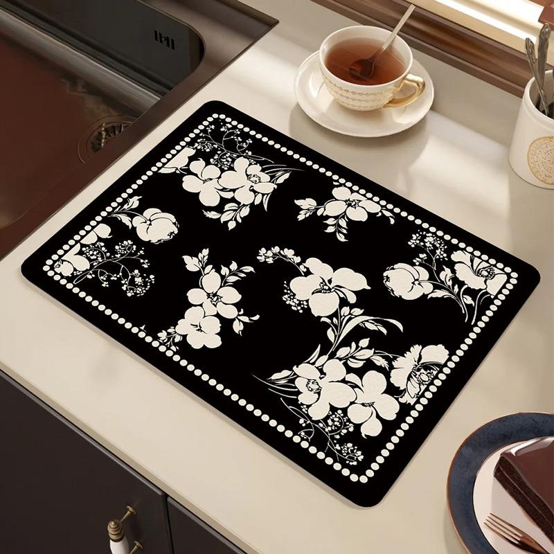 Kitchen Drain Mat Countertop Diatom Mud Absorbent Mat Dishes Water Control Mat Coffee Mat Desktop Insulation Tea Mat