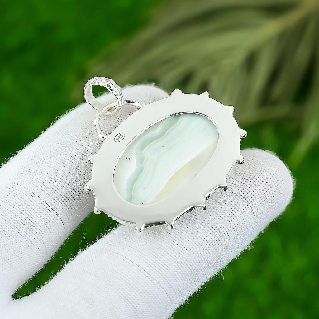 Natural Blue Rhodochrosite Gemstone 925 Sterling Silver Pendant For Women
