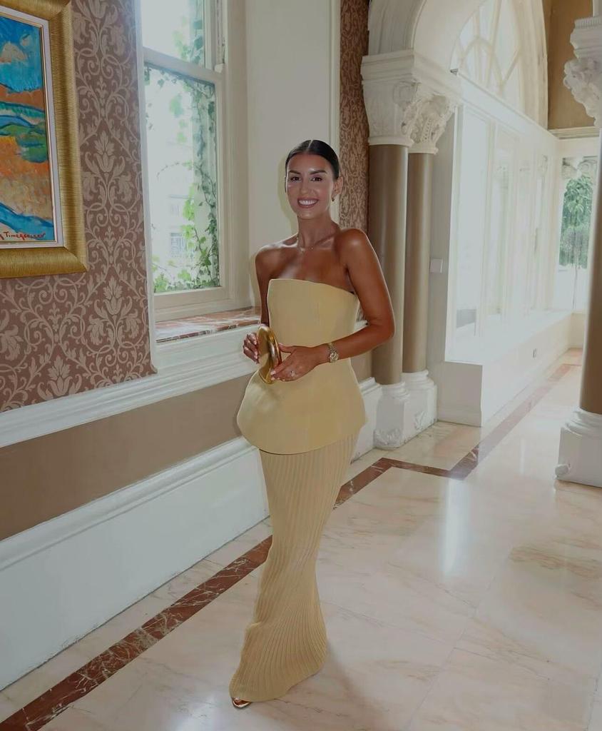 Spring 2025 European & American Style Women's Strapless Pleated Top + High-Waisted Midi Skirt Set