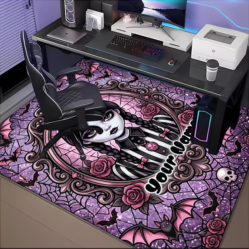 1PC Custom Name Gothic Portrait With Roses Theme Floor Mat Ideal for Living Room, Game Rooms, Office, Bedroom,Floor Mat Playful Design205