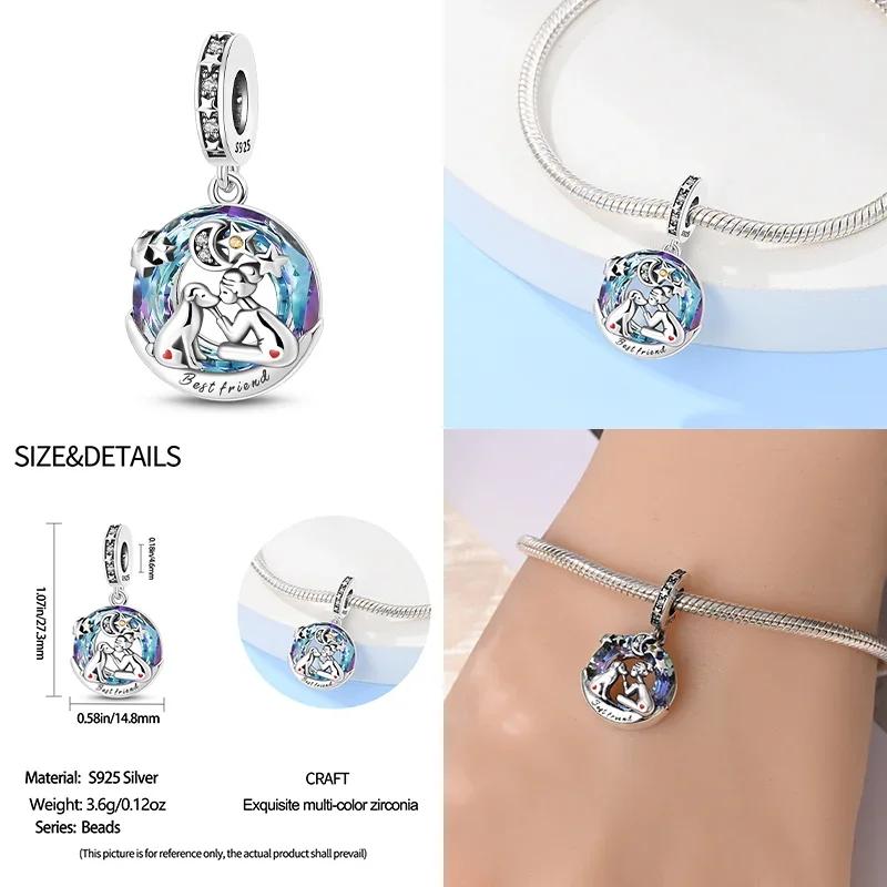 Original Copper Astrolabe Sun&Moon Star Blue Series Charms Fit Bracelet Diy Charm For Women Jewelry Fine Gifts
