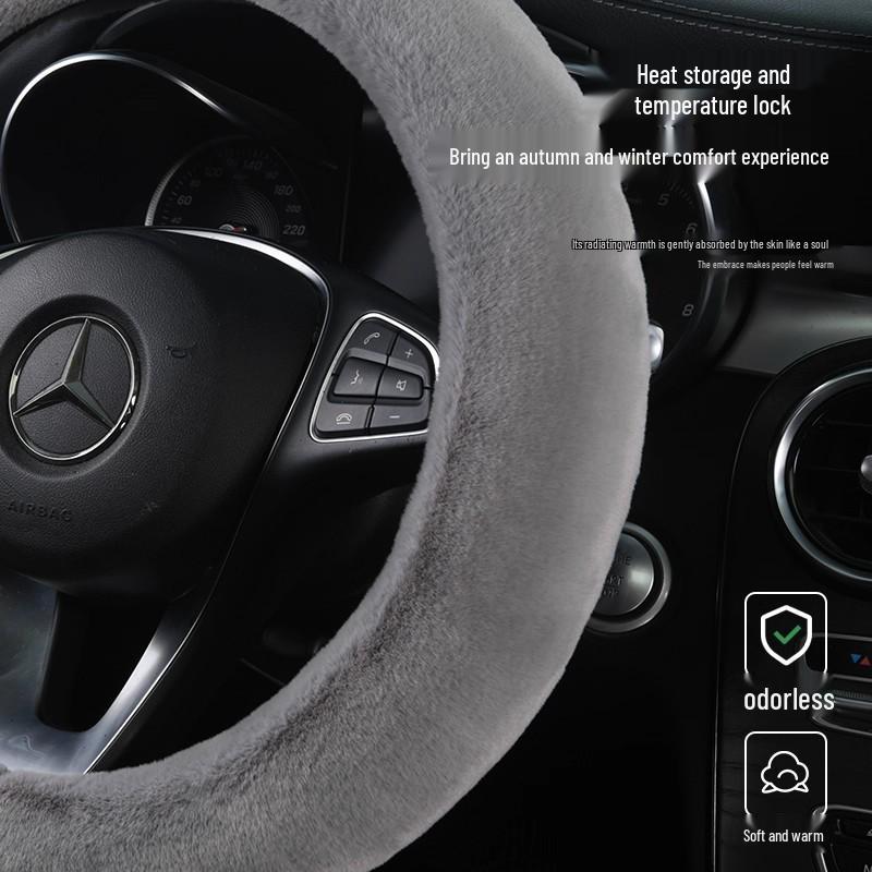 Men's & Women's Anti-Slip Winter Plush Steering Wheel Cover, O-Shape Fleece for Warmth