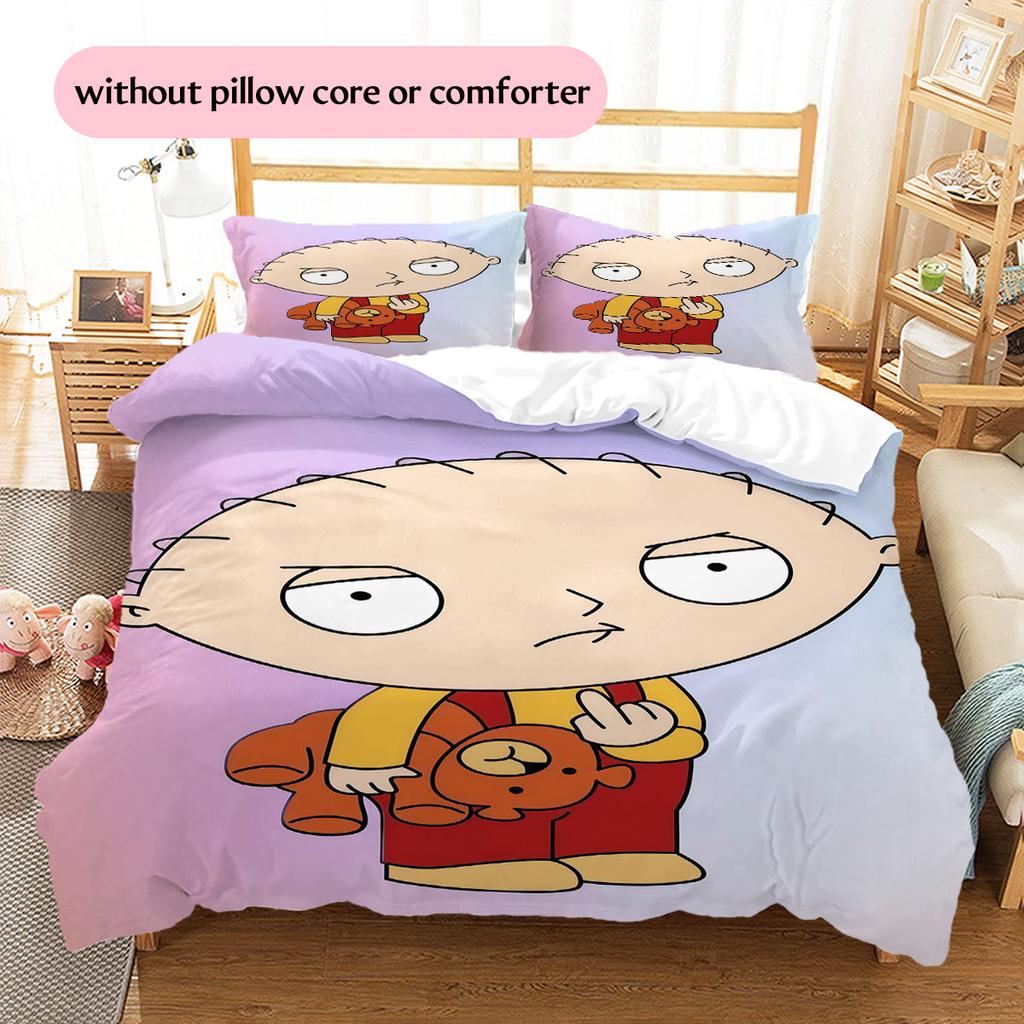 Stewie Griffin Pattern Bedding Home Decoration Birthday Gift ( 1 duvet cover + 2 pillowcase, without core),fan merchandise.