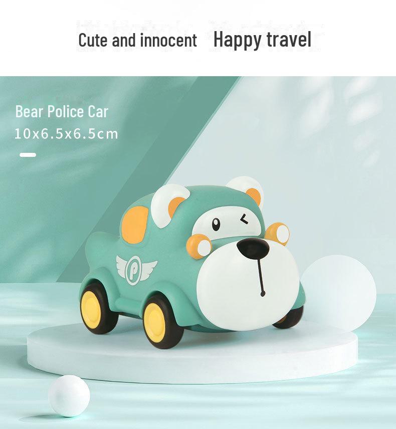 Children's Dinosaur Inertia Toy Car: Soft Rubber, Chewable, Fall-Resistant, Vinyl Cartoon Animal Design