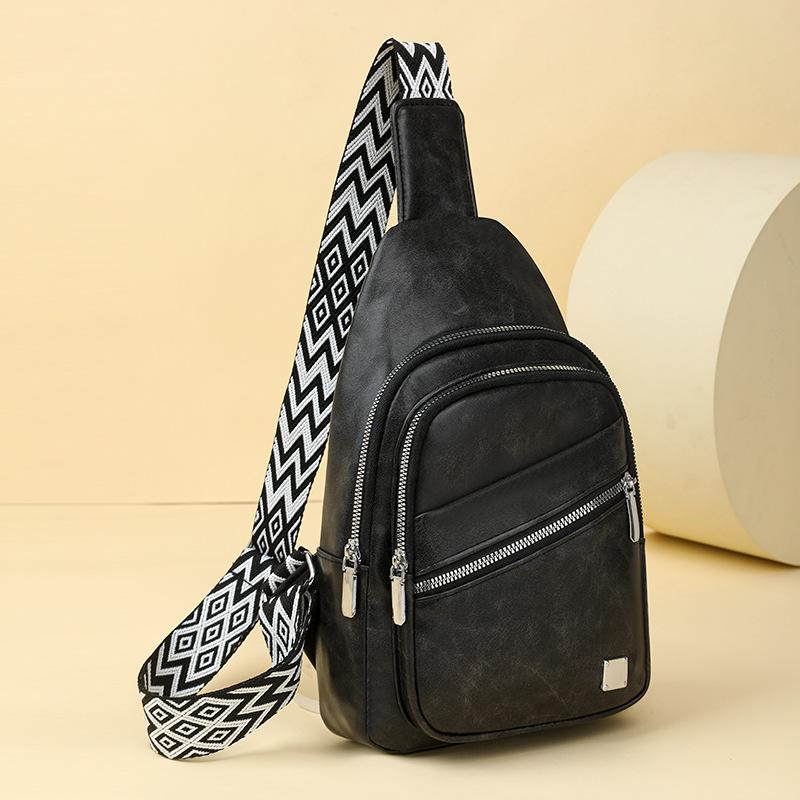 Vintage Women's Large Capacity Chest Bag PU Crossbody Bag