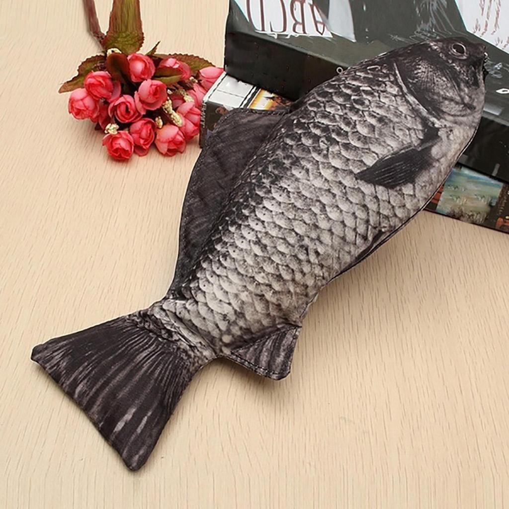Carp Pen Bag Realistic Fish Shape Pencil Bag Stationery Bag Make-up Pouch With Zipper Back To School Pencil Pouch Pen Bag