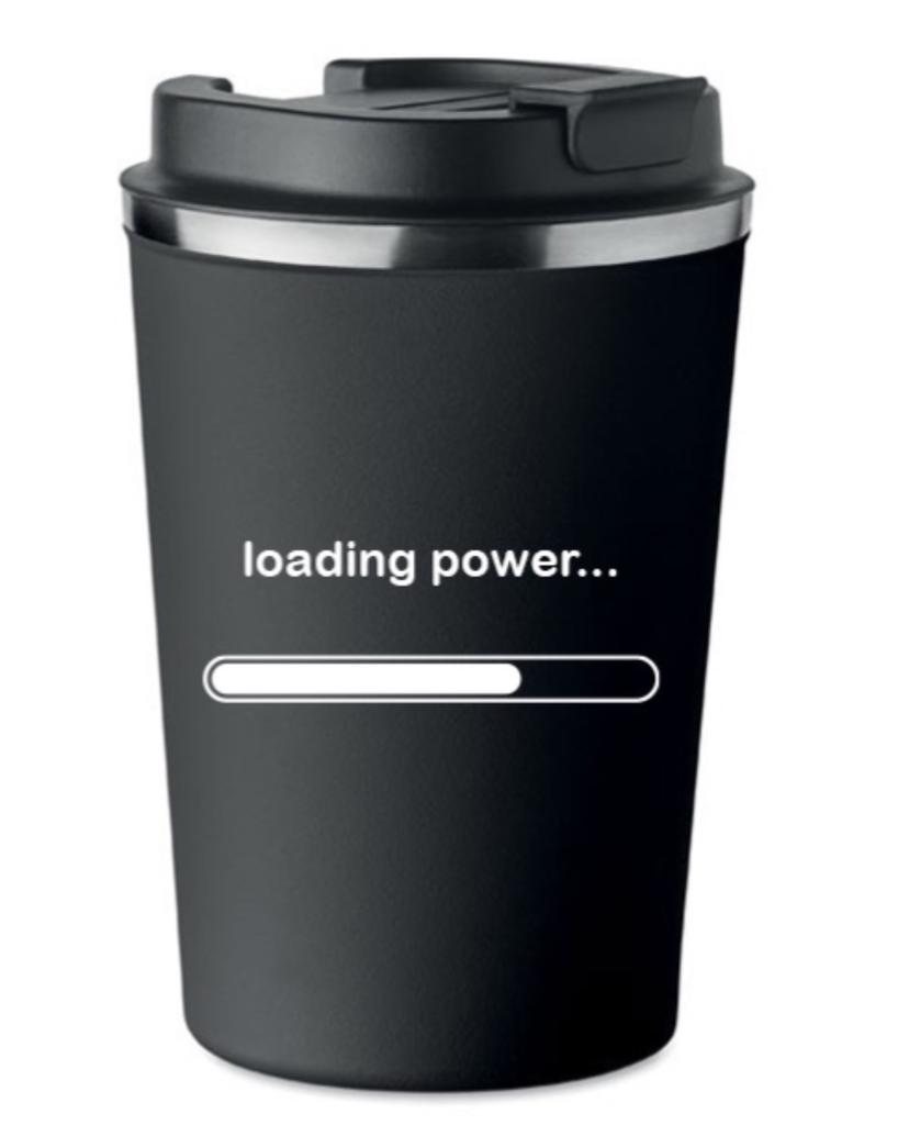 Kubek termiczny premium z nadrukiem loading power kawa 350ml 0,35l kt_011