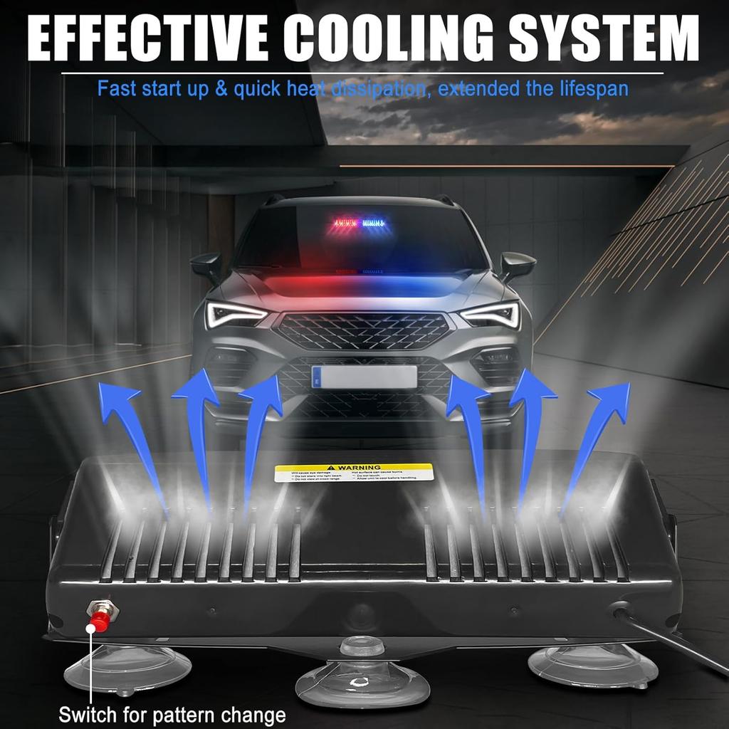 Car 16-Led 18 Flashing Mode Emergency Vehicle Dash Warning Strobe Flash Light Red Blue