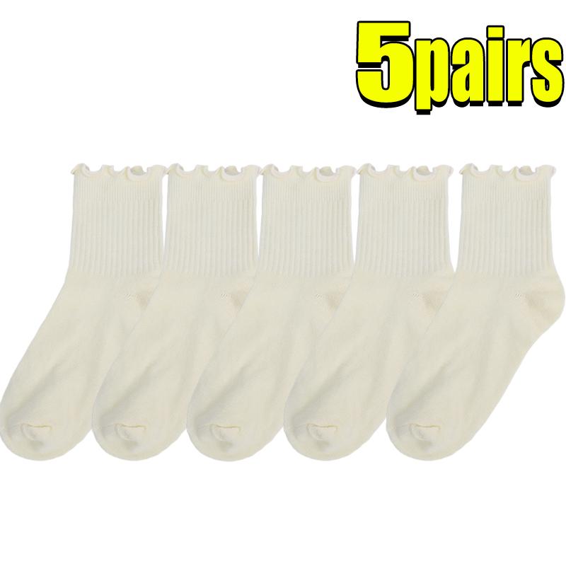 2-20pcs Women Spring and Autumn Stocking Pure Cotton Edge Stacked Socks Ins Trendy White Non Legging Sweating Socks