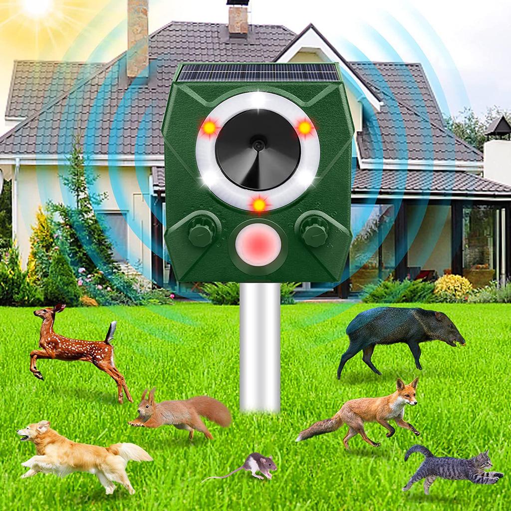 Solar-Powered Ultrasonic Pest Repeller with Infrared Sensor and High-Power Speaker for Rats and Birds