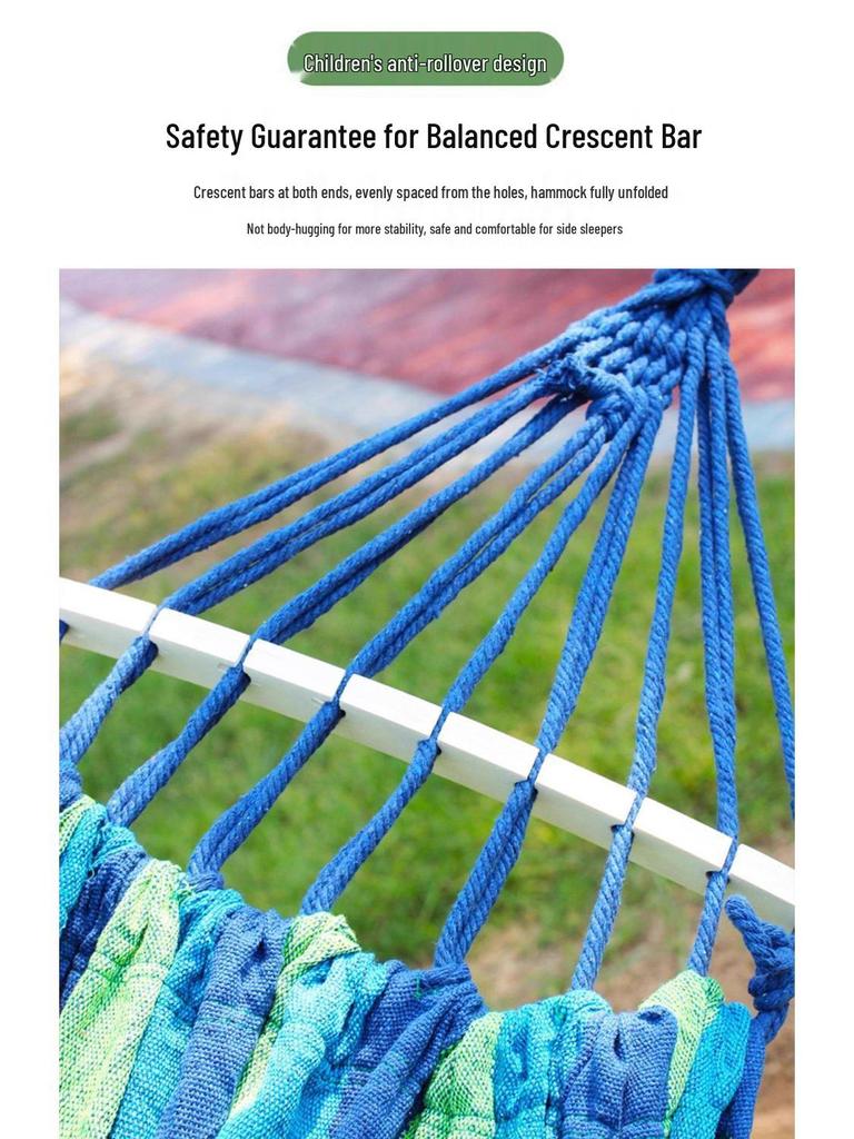 A1R Outdoor Double Hammock - Detachable, Washable, Anti-Rollover Adult & Child Swing for Camping