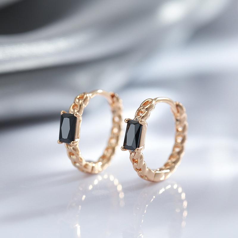 Luxury Black Natural Zircon Earrings For Women Fine  Rose Gold Bride Earrings Vintage Wedding Jewelry Gift Fashion