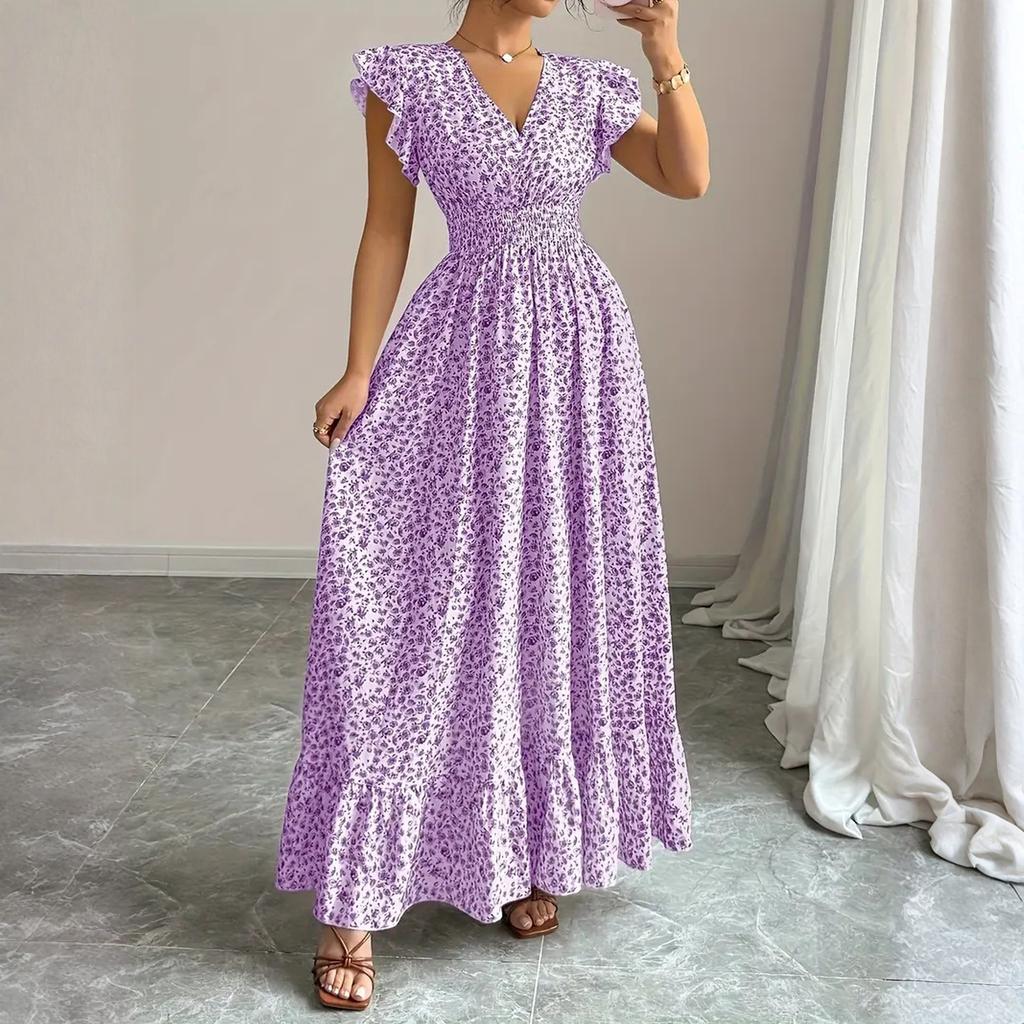 Women's Dress Casual Flowy Dresses  R-neck Vocation Boho Beach Sundress