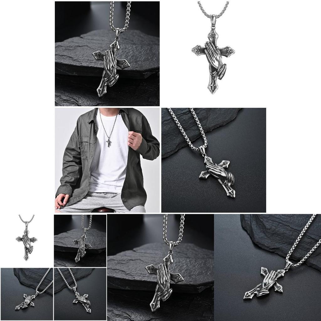 Herren Edelstahl Jesus Christus Gesicht Kruzifix Kreuz Anhänger Halskette Modisch Und Religiös