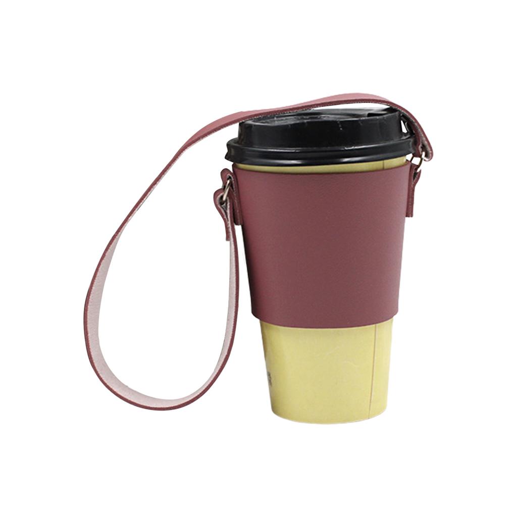 Coffee Cup Sleeves Reusable Leather Coffee Cup Holder With Handle Portable Insulated Drink Carrier For Beverage Drinks Boba Tea