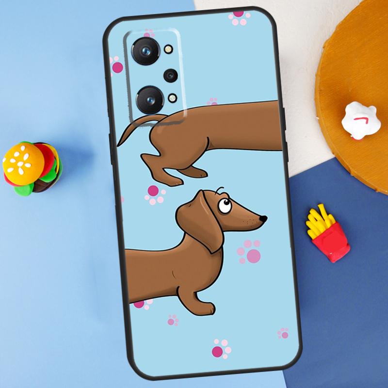 Cartoon Dachshund Dog For Realme 11 10 12 13 14 Pro Plus GT 5 6 6T GT7 Pro C61 C53 C51 C21Y C25S C55 C67 C75 Case