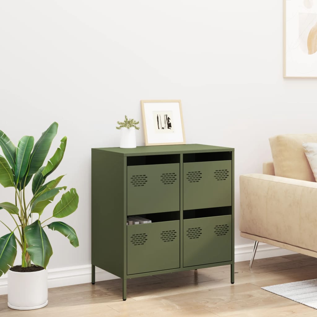 Sideboard Olive Green 68 X 39 X 73.5 Cm Cold Rolled Steel