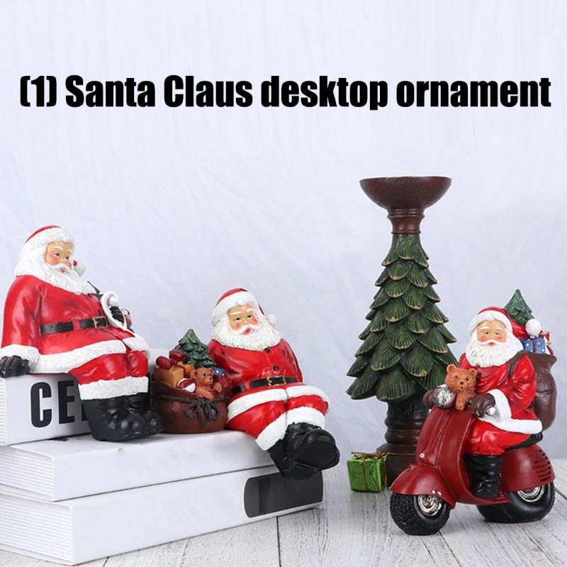 Christmas Figurine Figure Decors Resin Santa Clauses Statue Christmas Decorative Figurine Table Centerpieces for Holiday