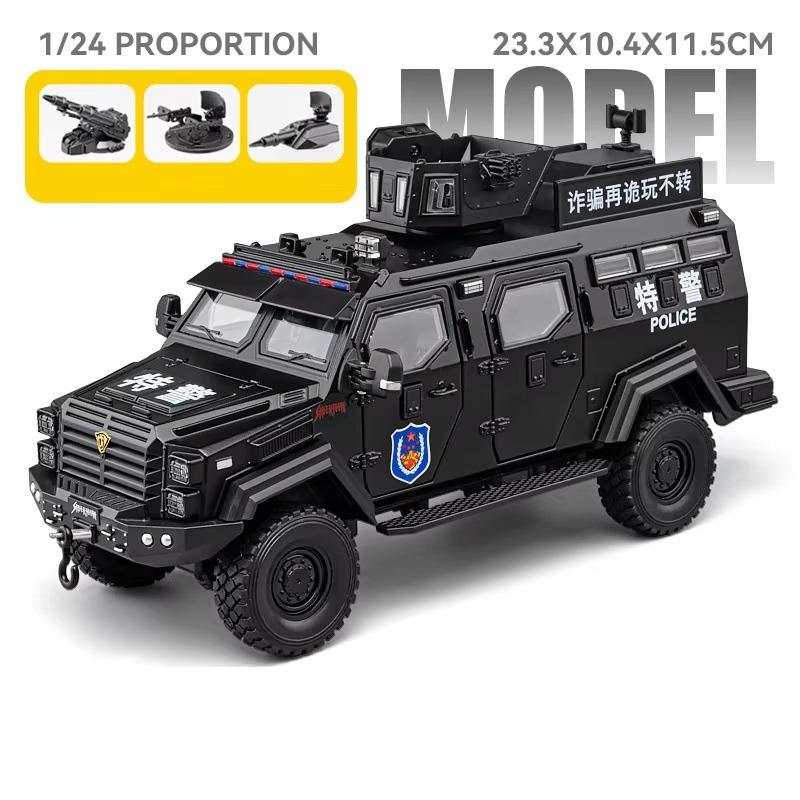 1:24 Modellspielzeug Rezvani Vengeance Sabertooth Gepanzerte Polizeiautos Legierung Druckguss Türen Geöffnet Rückzieher Sound Licht Kind Edutainment