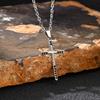 Stainless Steel Cross Pendant with Black Zircon Inlay PN-2214