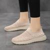 Beige 42 Sock Sneakers Women's Shoes Knitting Spring Summer Slip On Flat Shoes Women Plus Size Loafers Flats Shoes Walking Famal