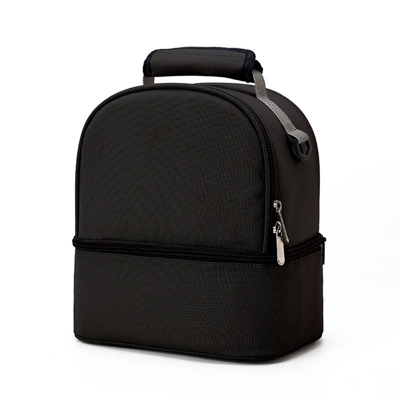 

Модная изоляционная двухслойная сумка, однотонная, большая вместимость, сумка для мам, дорожная сумка для пикника, переносная сумка для еды, детские сумки чёрный