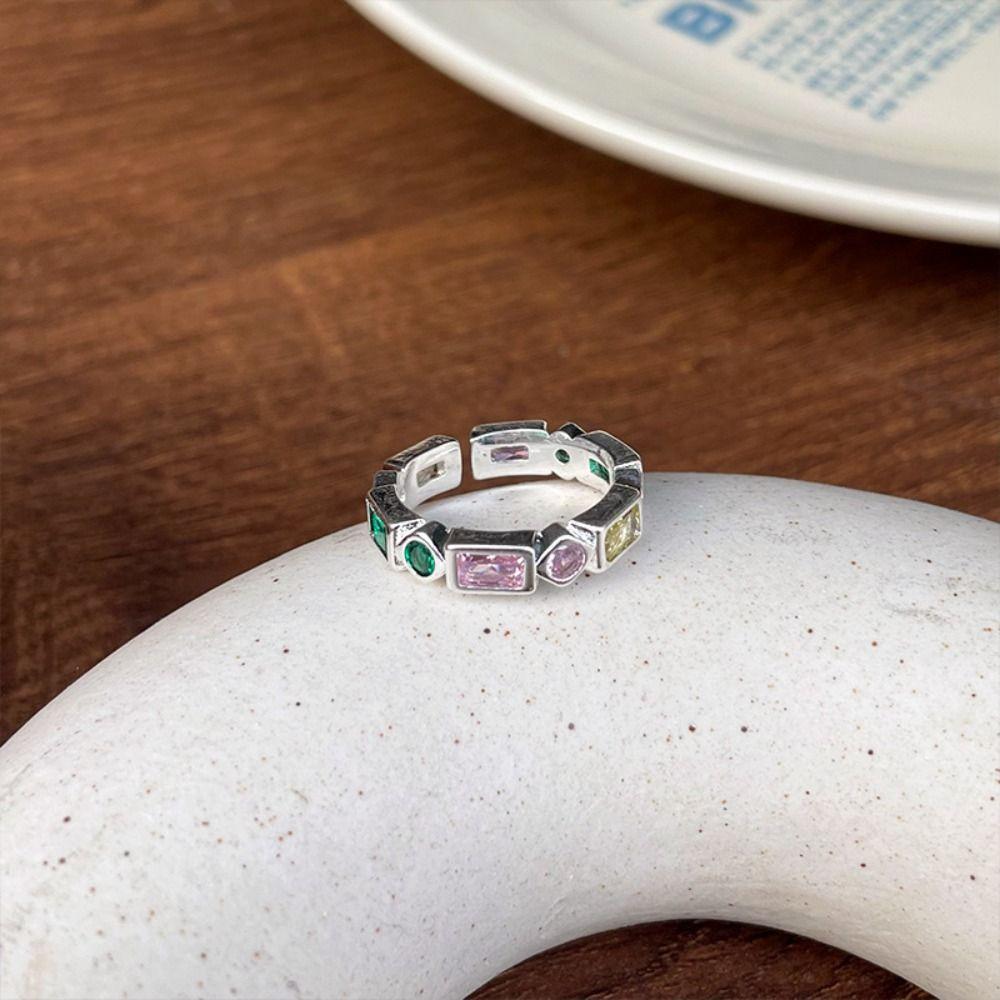 Simple Design Zircon Ring Minimalist Handmade Gemstone Ring Opal Ring Party Jewelry