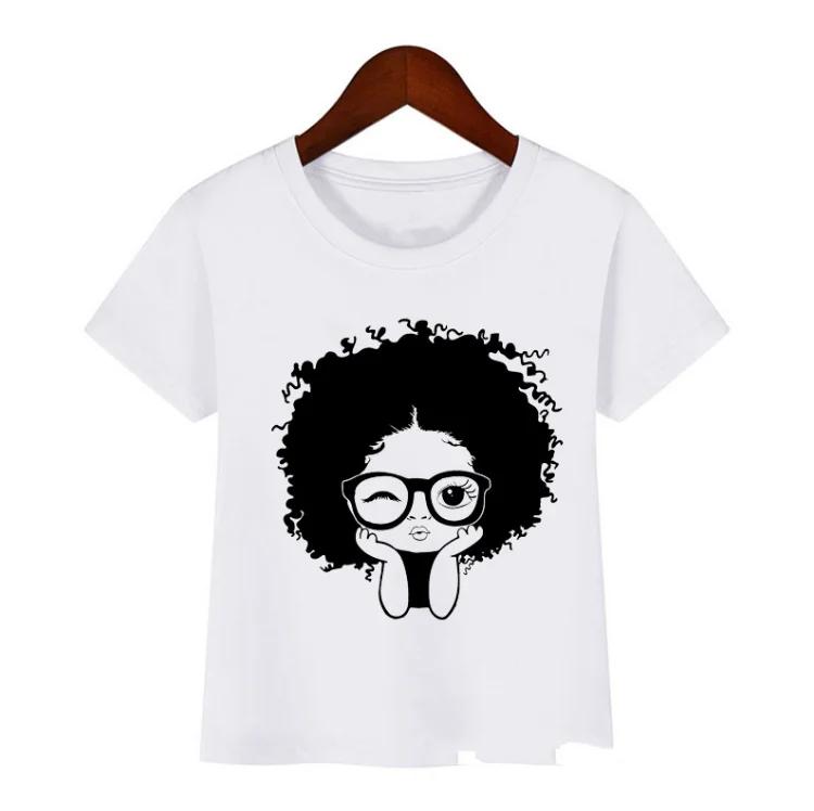 Summer Melanin Baby Girls Tshirt Cute Black Girl Magic Toddler Kids Top Tee Funny Lovely Childrens Polyester Fiber Clothing