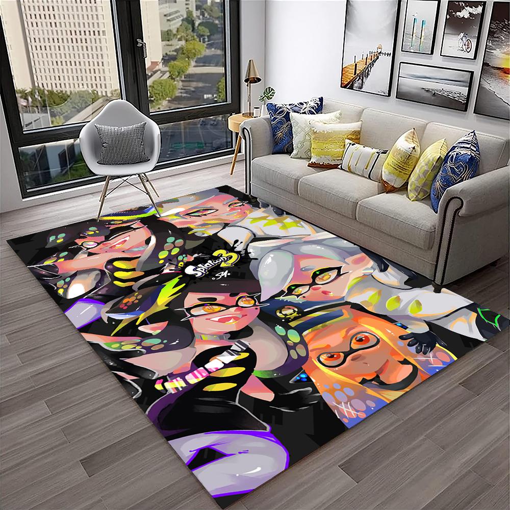 3D Games Splatoon3,PC Gamer Cartoon Carpet Rug for Home Living Room Bedroom Sofa Doormat Decor,kids Area Rug Non-slip Floor Mat
