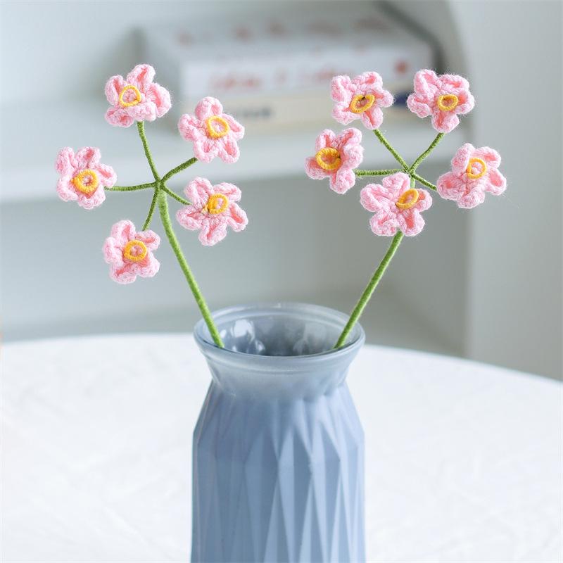 Handmade Woven Yarn Knitted Faux Flower Bouquet