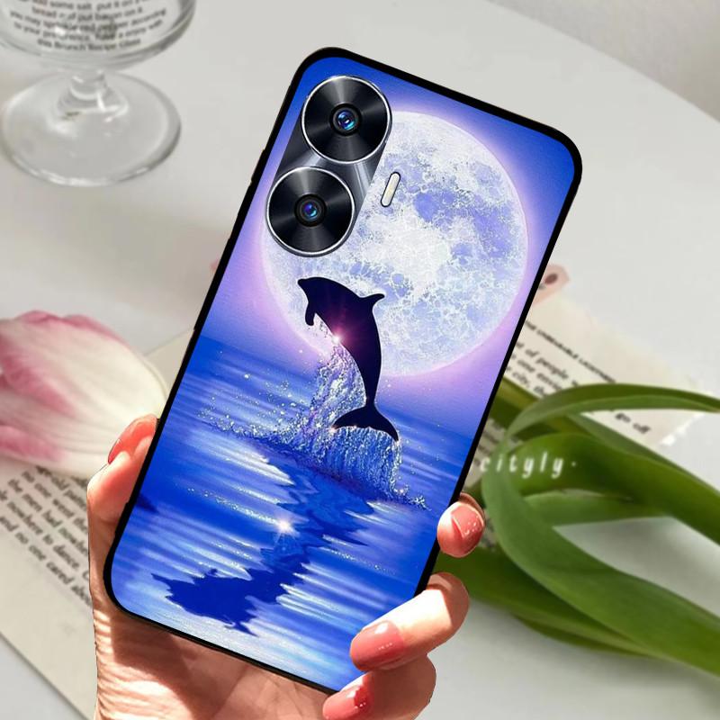 For Realme C55 Case Cool Black Soft Silicone TPU Bumper Protective Phone Case For OPPO Realme C55 C 55 Cover Fundas Shell Coque
