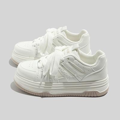 Belle Simple Breathable Board Shoes Platform Heightening Bread Shoes Spring New Low-top Leather Surface Casual