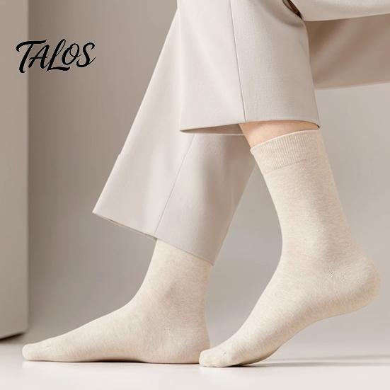 Chaussettes Business Respirantes Homme Mi-mollet, Couleur Unie Décontractées Douces Non Serrantes Évacuant la Transpiration pour l'Automne l'Hiver et le Quotidien Humidité