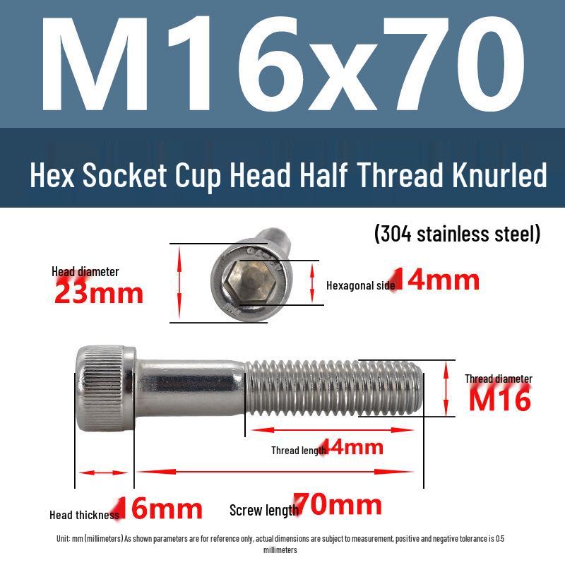 304 Stainless Steel Hex Socket Screws M4-M20, Cylindrical Head, Partial Thread Bolts
