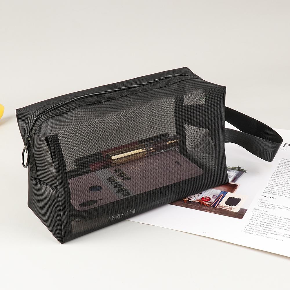 3size Black Makeup Bags Small Large Mesh Transparent Cosmetic Bag Organizer for Cosmetics Storage Pencil Cases Neceser Pouch