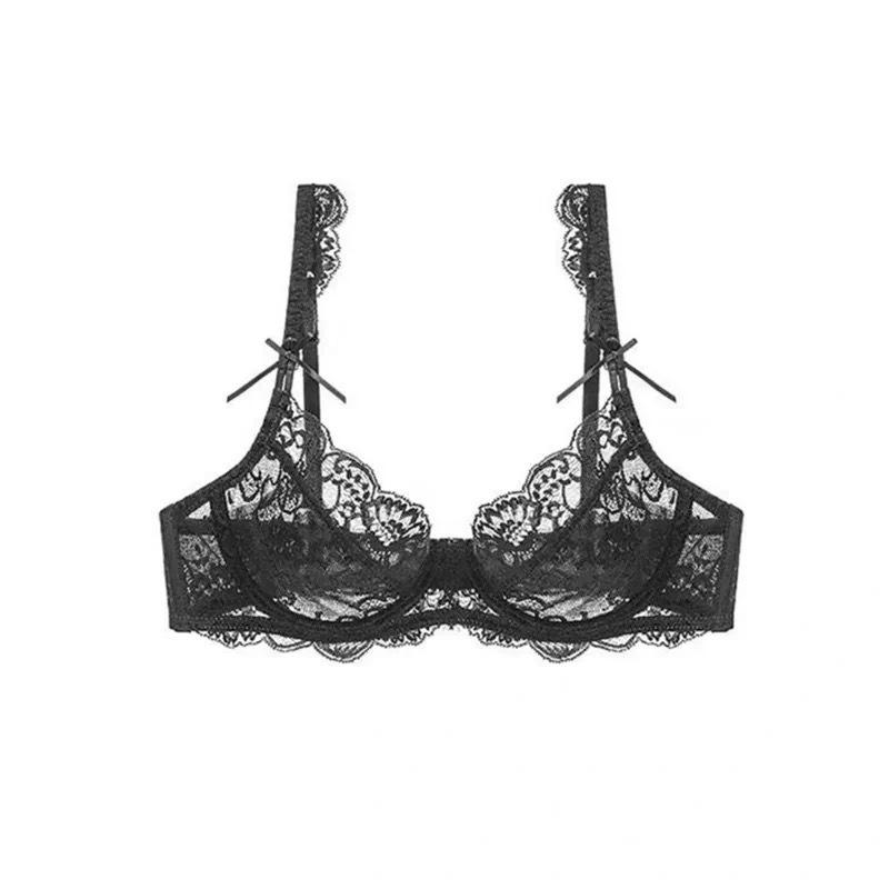 Damen Sommer Ultra Dünnes Modell Reines Verlangen Sexy Spitze Transparent Kleiner Busen Rafft Um Große Unterwäsche Zu Zeigen