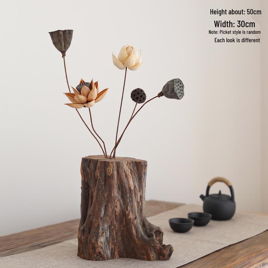 Zen Tabletop Vase with Dried Flowers for Living Room or Tea Room Decor