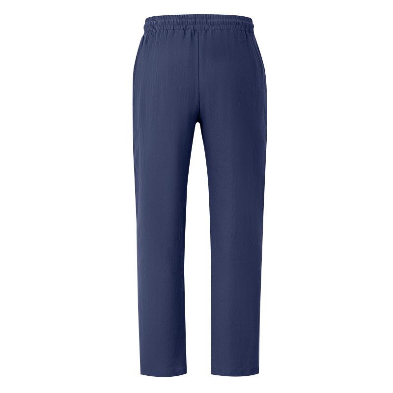 Men's Autumn Cotton Linen Breathable Straight Leg Trousers - Loose Fit Casual Sports Pants