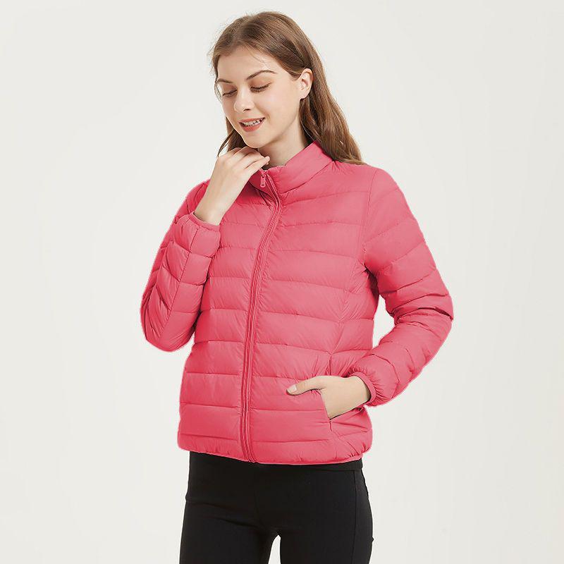 2023 Women's Short White Duck Down Jacket - Lightweight, Hooded, Korean Style, Autumn/Winter, Loose Fit, Stand-up Collar.