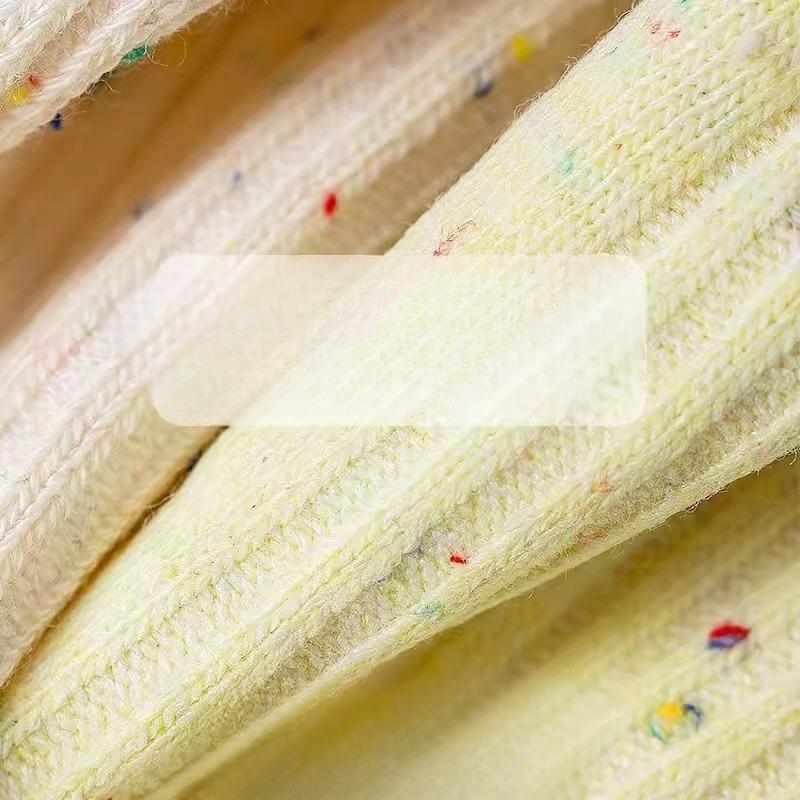 Herbst- und Winter-Punktgarn-Mittelwadenstrümpfe in Uni, gestreifte Doppelnadel-Socken, süße und niedliche Mädchen, Frotteesocken